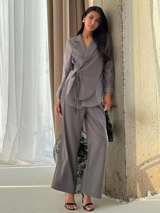 Blazer Ceinturé & Pantalon Élégant