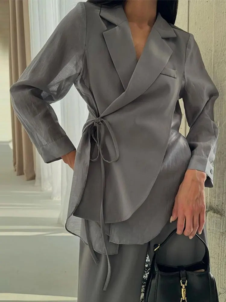 Blazer Ceinturé & Pantalon Élégant